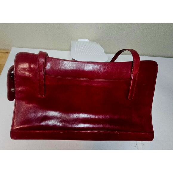 Monsac Red Leather Satchel Shoulder Bag Purse. Soft Smooth High Quality. Italy - Picture 2 of 16
